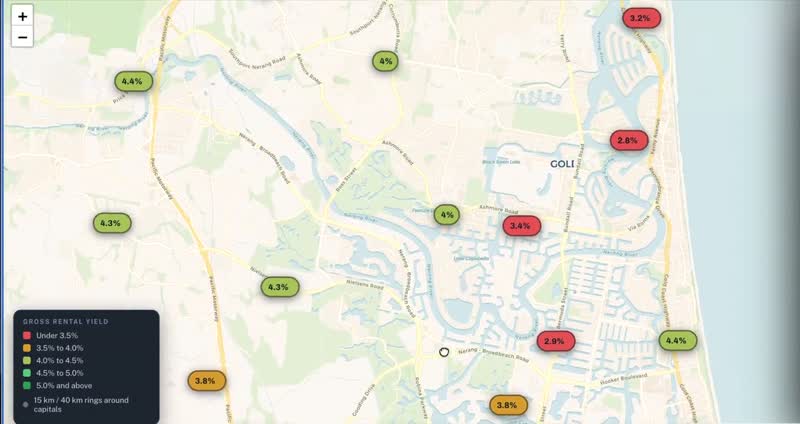 Rental yield mapped across covered areas
